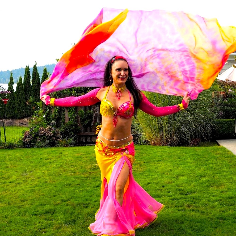 Pro Yellow/Pink Belly Dance Costume by Bella